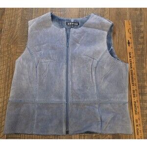 Revue Leather Vest Womens XL Periwinkle 100% Leather